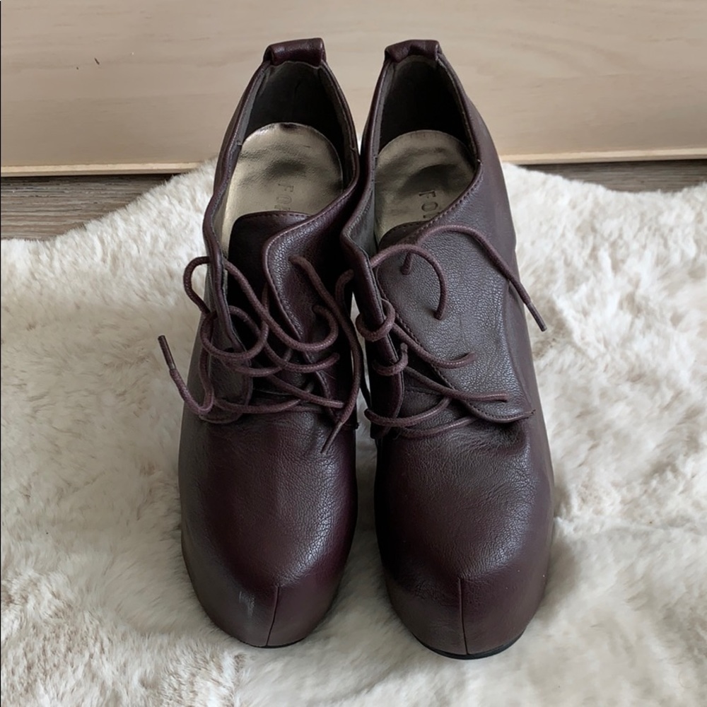 Brown forever 21 platform booties